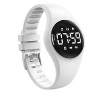 Kids Fitness Tracker Watch with LED Display, Water Resistant Step Counter Watch, Digital Wristwatch, Pedometer, Alarm Clock & Calendar for Boys Girls teens (White)