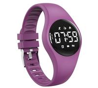 Kids Fitness Tracker Watch with LED Display, Water Resistant Step Counter Watch, Digital Wristwatch, Pedometer, Alarm Clock & Calendar for Boys Girls teens (Grape Purple)