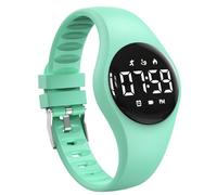 Kids Fitness Tracker Watch with LED Display, Water Resistant Step Counter Watch, Digital Wristwatch, Pedometer, Alarm Clock & Calendar for Boys Girls teens (Green)