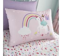 Girls Kids Unicorns Princess Rainbows Pink Double Fitted Sheet
