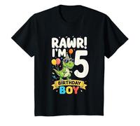 Kids Five 5yr 5th Birthday Rawr Dinosaur 5 Year Old Birthday Boy T-Shirt