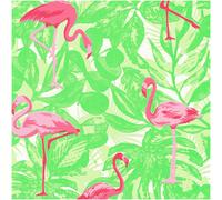 Kids Flamingo Tropical Wallpaper Green Pink Leaf Gloss Vinyl Non Woven