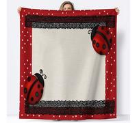 Kids Flannel Blanket 79 × 80 inch, Cartoon Animal Ladybug Lace Printed Throws for Sofas Soft Cosy Warm Blanket for Bed Decoration - King Throw Sleepovers Travel Red Blankets