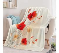 Kids Flannel Blanket 79 × 80 inch, Traditional Floral Retro Printed Throws for Sofas Soft Cosy Warm Blanket for Bed Decoration - King Throw Sleepovers Travel Beige Blankets