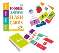 Kids Flash Cards - Alphabet & Number Education Cards with Shapes, Colors, Animals & Food | Waterproof Preschool Educational Double-Sided Set with Resealable Rings