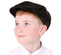 Kids Flat Cap Accessory - Pack of 1 - Black Newsboy Hat with Herringbone Pattern - Boys Girls Childs Victorian School Play World Book Day Fancy Dress Costume Accessory