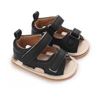 Kids Flat Wide Sandals Ankle Padded Strap 2 Buckle Shoes Baby Unisex P ep Toe Lightweight Breathable Summer Casual Shoes Chancletas Para Niños Pequeños Boy Sandles Size 10(Black, 4 Infant)