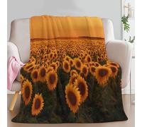 Kids Fleece Blanket Simple Floral Pastoral Sunset, Soft Thermal Super King Throw Blanket Decorative for Office Room Bed Sofa Chair - Yellow Throws for Adults and Children 87 × 94 inch