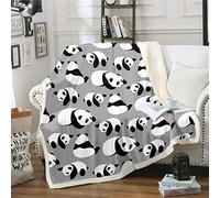 Kids Fleece Blankets Cartoon Panda Print Blanket Boys Girls Lovely Animal Pattern Tapestries Wall Hanging Soft Breathable Hypoallergenic Throw Blanket,Room Decor Sherpa Blanket Single 50"x60",Gray