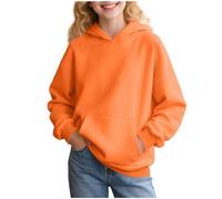 Kids Fleece Hoodie Girls Cartoon Cute Cat Ear Hoodies Winter Warm Oversized Hooded Sweatshirt Teen Girls Crewneck Long Sleeve Fleece Pullover Jumper Top with Pockets Age 2-12 (Orange, 11-12 Years)