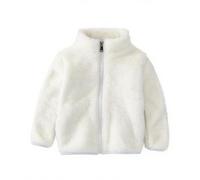 Kids Fleece Jackets Thicken Full-Zip Teddy Plush Coats Faux Fur Fuzzy Coat With Pockets Winter Warm Sherpa Bodywarmer Outwear Boy Girl Outdoor Cold Weather White 1 Year