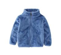 Kids Fleece Jackets Thicken Full-Zip Teddy Plush Coats Faux Fur Fuzzy Coat With Pockets Winter Warm Sherpa Bodywarmer Outwear Boy Girl Outdoor Cold Weather Blue 1 Year
