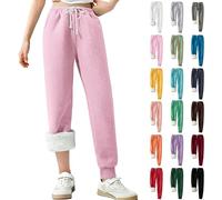 Kids Fleece Joggers Boys Girls Flutty Tracksuit Jogging Bottoms Children Unisex Thermal Warm School Trousers Classic Sports Sweatpants Teen Sports Gym Wear Casual Leggings Cuff Joggers Purple