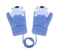 Kids Fleece Knitted Mittens with String Baby Toddlers Cute Fox Cartoon Gloves Neck Hanging Gloves for 1-3 Years Old Kids Baby Boys Girls Plush Lined Mittens on String Thick Thermal Full Fingers Gloves