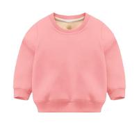 Kids Fleece Linen Sweatshirts Girls Crew Neck Pullover Sweatshirt For Soft Cotton Long Sleeve Crewneck Casual Sweat Top Autumn Comfortable Thermal Pullover (Pink, 2-3 Years)