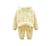 Kids Fleece Pyjamas Sets 2PC Plush Pullover Sweater Joggers Trousers Girl Clothes Baby Boys Sweatsuit Winter Warm Sweatshirts Trousers Thermal Cosy Clothing Yellow 8-9 Years