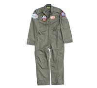 Kids Flight Suit with Badges - Olive (S - Age - 5-6)