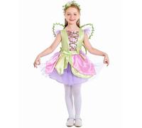 Kids Flowers Fairy Costume Dress Up Set for Girls Tinker Halloween Cosplay Costume with Wing and Headband Green Fairy Fancy Dress World Book Day Carnival Performance Outfit 4-12 (Light Green, S)