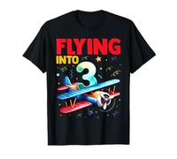 Kids Flying Into 3 Airplane Aviation 3rd Birthday Party T-Shirt