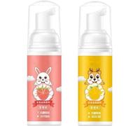 Kids Foam Toothpaste, Fluoride Free Natural Formula with Strawberry/Orange Flavor, Suitable for Toddler's Oral Cleaning and Cavity Prevention, 60ml (Strawberry+Orange)