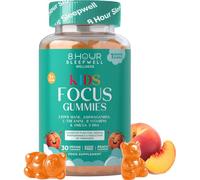 Kids Focus Gummies | 30 Nootropic Gummies | Lion's Mane | 8 Hour Sleepwell | Brain Supplement for Focus, Energy, Positive Mood | DHA, Vitamin B12, Iodine & L-Theanine | Peach Flavour | 1 Month Supply