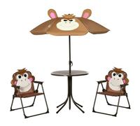 Kids Foldable Four-Piece Garden Set Table, Chairs, Umbrella