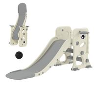 Kids Foldable Slide Climber with Basketball Hoop Cream White HDPE PP 146x52x65cm