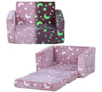 Kids Folding Bed Pink Sponge Polyester 59x105x30.5cm Glow Cosmic Design Foldable