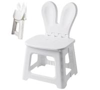 Kids Folding Chair, Heavy Duty Toddler Step Stool with Rabbit Ear Back Support, Portable Plastic Foldable Stool with Built-In Handle for Living Room Kitchen Bathroom