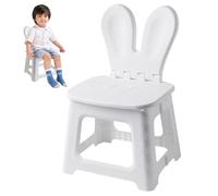 Kids Folding Chair Plastic Foldable Step Stool with Rabbit Ear Back Support, Heavy Duty Toddler Chair with Built-In Handle Portable for Living Room Kitchen, Bathroom,Toddler Chair