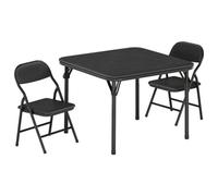 Kids Folding Table & Chairs Set 3 Piece, Waterproof Pu Top, No Assembly, Portable Activity Table, Ideal For Toddlers