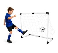 Kids Football Goals for Garden - Mini Soccer Goal Set with Ball & Pump or 124 x 63cm Pop Up Football Net with Carry Bag & Ground Pegs, Portable Indoor Outdoor Training Goal for Children