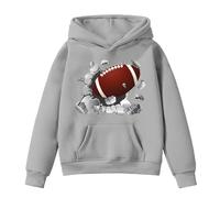 Kids Football Hoodies Oversized Trendy Preppy Hooded Sweatshirts Teen Solid Lightweight Sweatshirt Sports Retro Boys Girls Pullover Toddler Clothes Hoodie Athletic Wear (Grey, 7-8 Years)