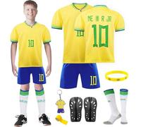 Kids Football Kit - Training T-Shirts, Shorts, Socks, Guard Plate with Keychain - Soccer Jerseys Accessories and Fan Gifts for Boys and Girls