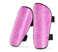 Kids Football Shin Pads Shin Guards Soccer Boys Calf Protective Gear Youth Girls Toddler EVA Cushion Protection Reduce Shocks Injurie for Age 4 5 6 7 8 9 10 11 12 (M, Pink)