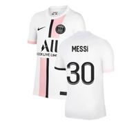 Kids Football Shirt White PSG 2021-2022 Away Messi 30 Soccer Tee Sportswear