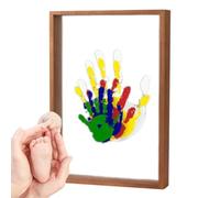 Kids Footprint Kit - Clean Touch, Wooden Display Stand | DIY Casting Frame with a Hanging Hook Ideal for Parents and Grandparents Who Personal Artwork