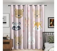 Kids Forest Animals Curtains Blackout, 46x90 Inch 2 Panels - Cute Cartoon Animal Pattern Black Out Curtains, Home Decor, 90 Drop Eyelet Window Drapes for Bedroom, Living Room A&BD49