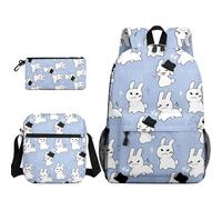 Kids Forsaken Gubby Backpack Shoulder Bag Pencil Case 3PCS Set Boys Funny Cute Rabbit Gubby Casual Daypacks (C21,3pcs)