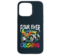 Kids Four Ever Crushing Monster Car 4 Years Old 4th Birthday Case for iPhone 15 Pro Max