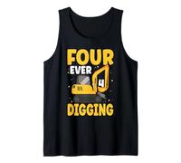 Kids Four Ever Digging Excavator Construction 4th Birthday Tank Top