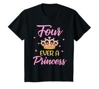 Kids Four Ever Princess Crown 4th Happy Birthday 4 Year Old Girl T-Shirt