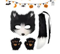 Kids Fox Costume - Dress Up Outfit Halloween Cosplay,Funny Costume Animal Face Cover Tail Kit | for Party Celebration Event Masquerade Convention Carnival Holiday Adults Teens