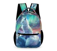 Kids Fox Design Daypack 7-13 Years for Girls Animal Aurora Rucksack for Boys Year 3 Durable with Side Pockets School Bag Books Bottle Umbrella Weekend Travel Outdoor
