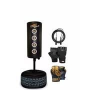 Kids Freestanding Boxing Gloves | Lightweight Training Gloves for Children | Adjustable Weight Lifting Gloves & Speed Skipping Rope | Perfect for Home Fitness and Boxing Training (Black/Gold)