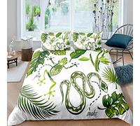 Kids Frog Duvet Cover For Boys Girls Tropical Palm Leaf Comforter Cover Green Rainforest Snake Animal Bedding Set Botanical Leaf Branches Bedspread Cover Room Decor Single Size Bedclothes Zipper