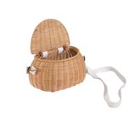 Kids Front Bike Basket - 20cm Handwoven Rattan Carrier, Child Bicycle Organizer, Decorative Wicker Holder with Natural Weave and Compact Carry Shape | Cycling Storage Basket for Tricycle