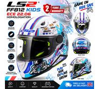 LS2 FF812 Kids Childrens Full Face Motorcycle Motorbike Helmet ECE 2206 Approved. NEXT LEVEL Gloss White Multi. Large (51-52 cm)