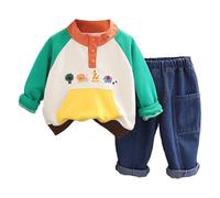 Kids Full Set Boys Girls Hooded Top With Bottom Outwear Relaxed Fit, Machine Wash Fleece Zip Up Festival Costume Tracksuit For Childrens