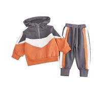 Kids Full Set Boys Girls Hoodie Trousers 2Pcs Long Sleeve Pullover Relaxed Fit, Machine Wash Casual Jogging Running Outfits Hoodies and 2Pc Multiple Colors, Sizes Orange